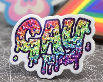Drippy Rainbow Gay Pride Sticker | Melting Letters
