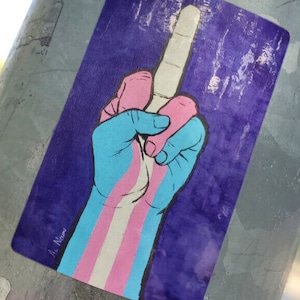 Trans Rights Sticker | &quot;The Transgender Salute&quot; | queer punk art vinyl decoration