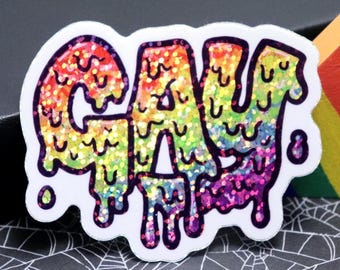 Drippy Gay Pride Rainbow Sticker | Melting Letters