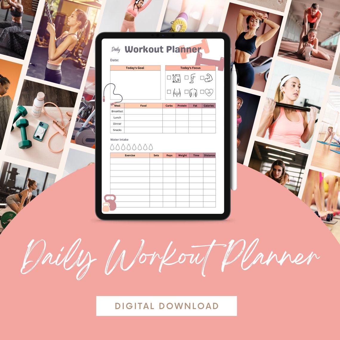 Printable Daily Workout Planner Fitness Planner PDF File - Etsy