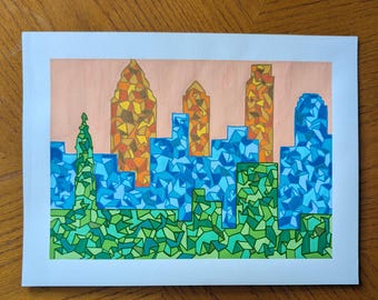 Philly Skyline | Original geometric acrylic painting