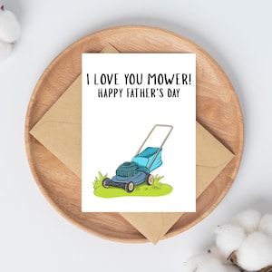 Je t'aime tondeuse, carte imprimable pour la fête des pères, téléchargement immédiat, cartes pour papa, jeux de mots pour tondeuse à gazon, carte drôle de fête des pères, mari, fête des pères