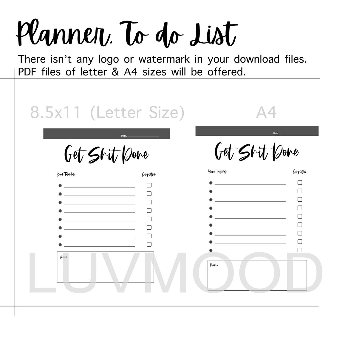 Get Shit Done Printable to Do List Daily Planner Task List - Etsy UK