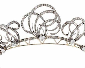 Wedding Tiara Crown with American Diamond,925 Sterling Silver. (Wedding Special)