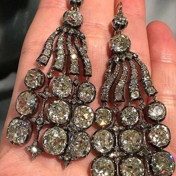 925 Sterling silver Antique Diamonds Earring with Moissanite Diamonds. (Party Special).
