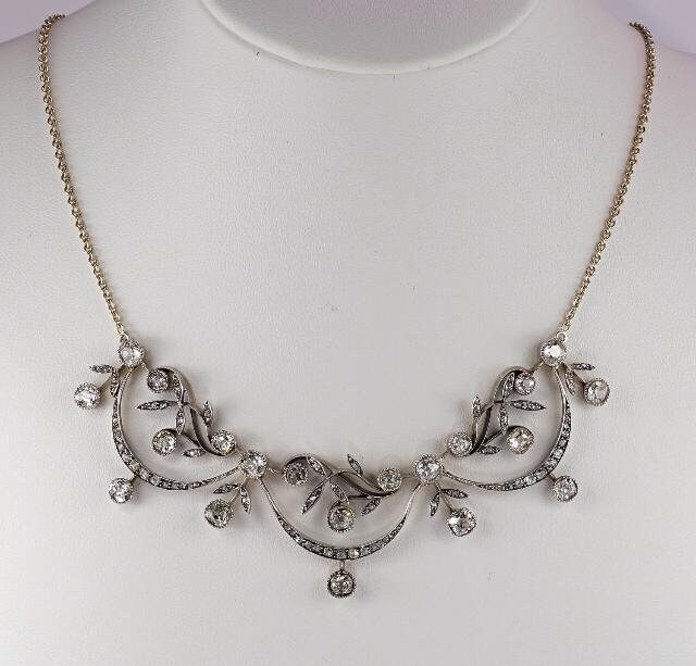 Silver Rose Cut Diamond Necklace | Etsy