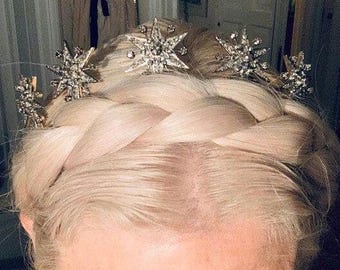 Victorian Style Wedding Tiara Crown with Rose Cut Diamonds, Sterling Silver 925. (Wedding Special).