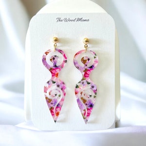 Spiral Goddess Dangle Earrings: Acrylic Symbolic Jewelry