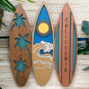Wooden Surfboards Wall Art - Coastal Decor, Surfboard Art, beach Vibes, Rustic Beach Decor, Ocean Inspired, Various Sizes and Designs