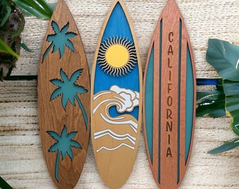 Wooden Surfboards Wall Art - Coastal Decor, Surfboard Art, beach Vibes, Rustic Beach Decor, Ocean Inspired, Various Sizes and Designs