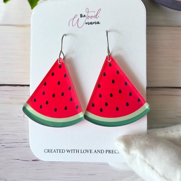 Watermelon earrings, food earrings, gift for mom, gift for her, spring earrings, acrylic earrings, summer earrings, strawberry lovers gift