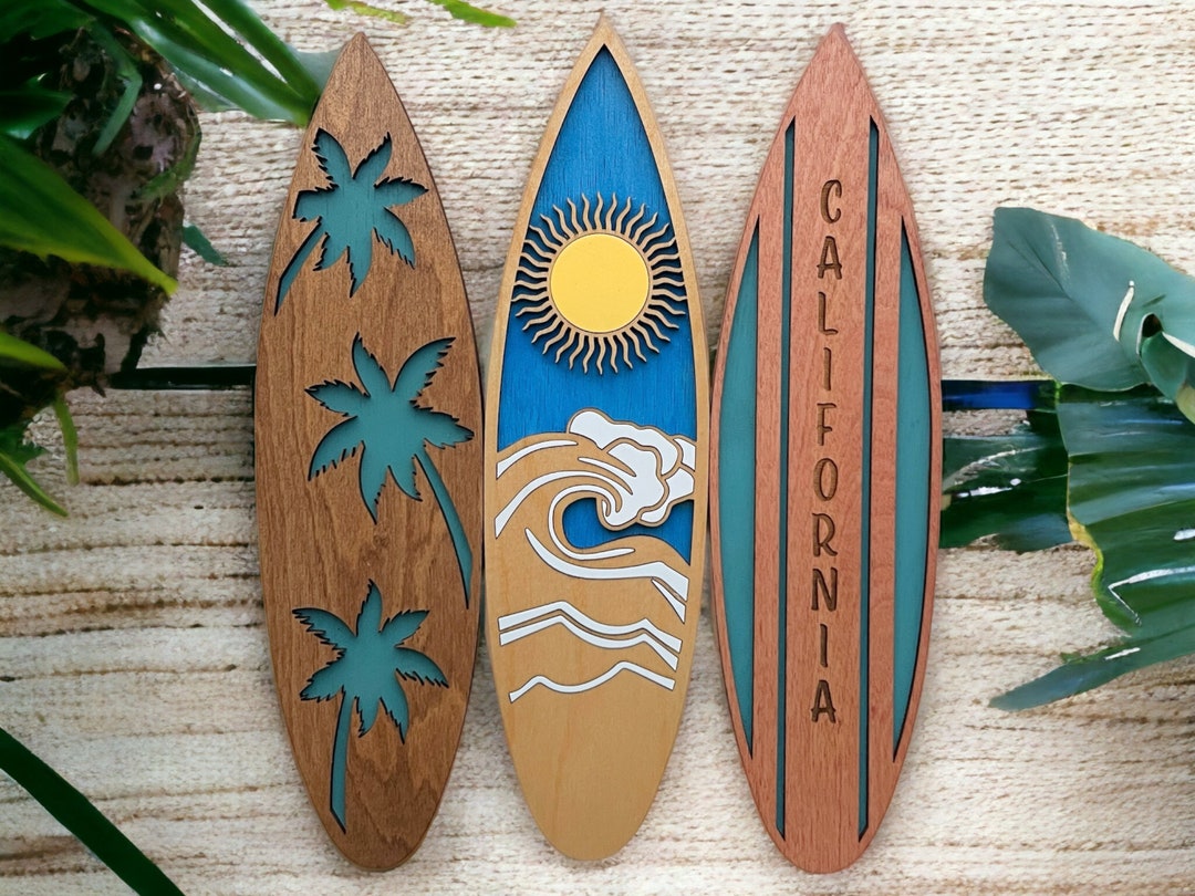 Wooden Surfboards Wall Art Coastal Decor Surfboard Art Etsy