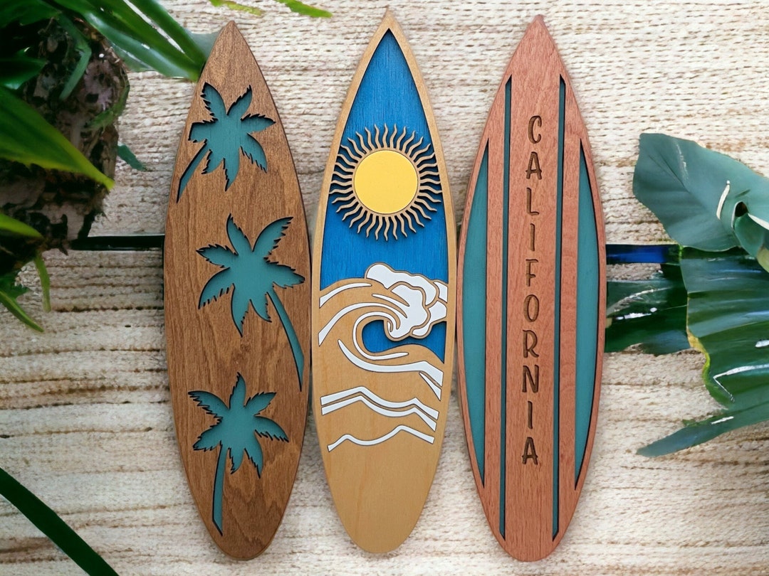Wooden Surfboards Wall Art Coastal Decor, Surfboard Art, Beach Vibes