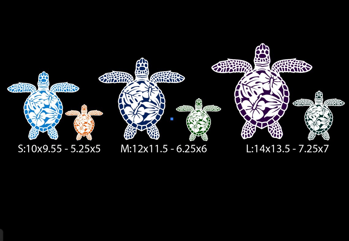 Tropical Sea Turtle Family Wall Art /hawaiian Honu Ohana / Etsy