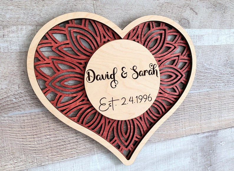 Personalized Wood Heart / Couples Name Wood Sign / Etsy