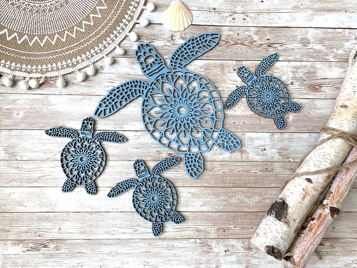 Sea Turtle Family Wall Art / Hawaiian Sea Turtle / Wall Decor/ Etsy