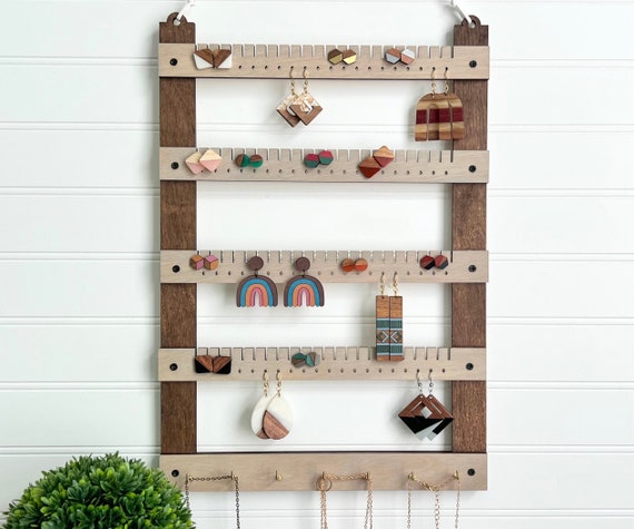 Jewelry rack Display organizer jewelry organizer Necklace holder Wall Mount Hanger earring stud holder earring display Etsy