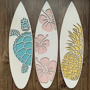 Hawaiian Style Surfboards / Sea Turtle Wall Hanging / Hibiscus Flower ...