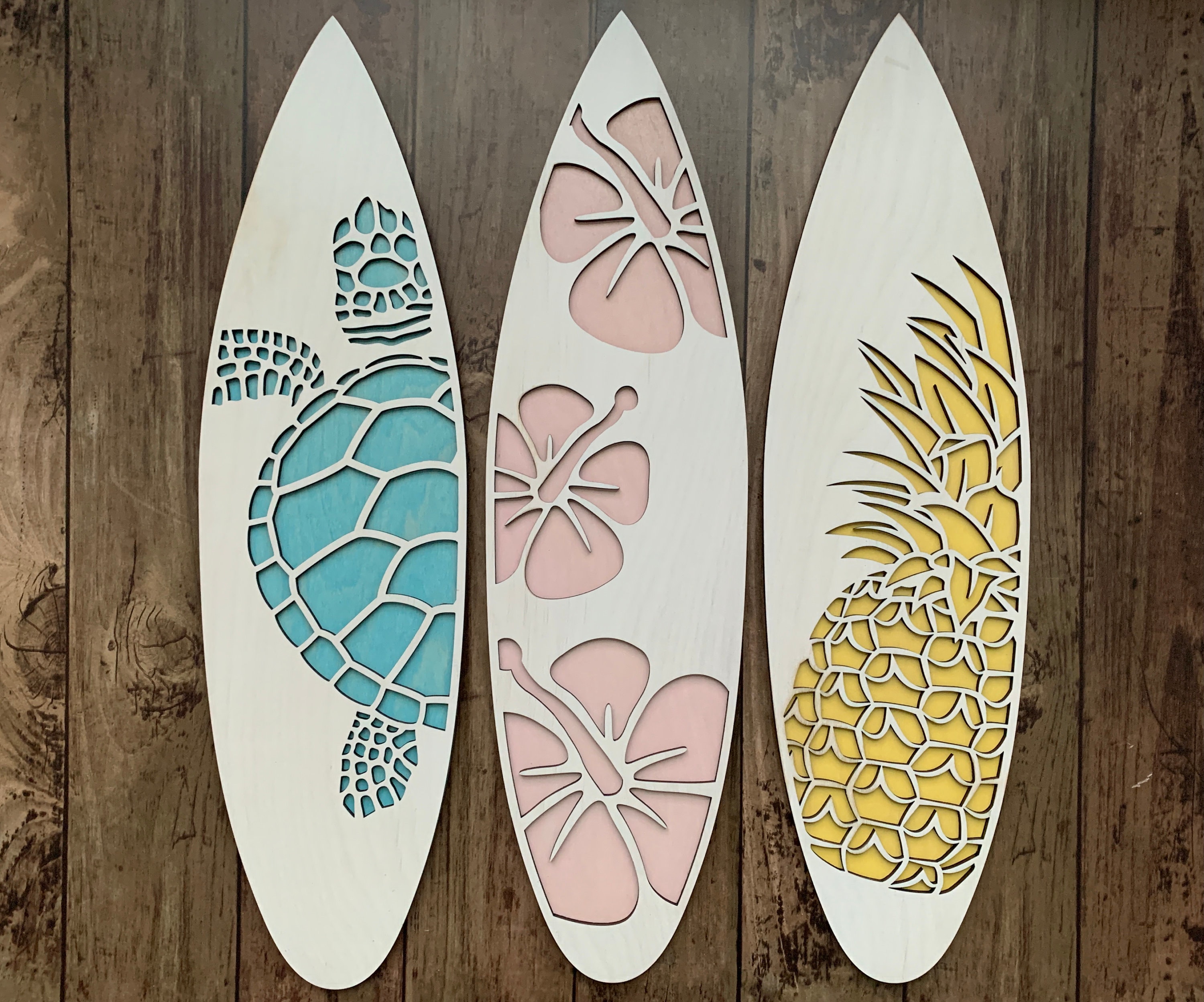 Hawaiian Style Surfboards / Sea Turtle Wall Hanging / Hibiscus - Etsy  Australia