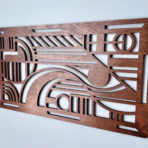 Art Deco Mid Century Wall Hanging Modern Wood Wall Art Boho Etsy