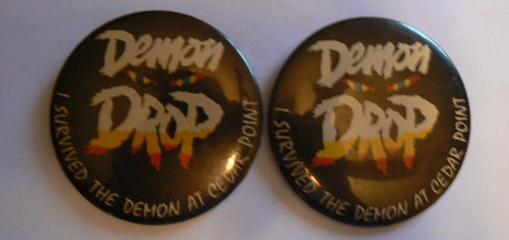 2  DEMON DROP rare 1980’s 3" Button Pin Cedar Poi… - image 2