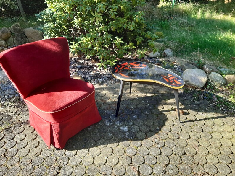 TableDisko Mosaik Nierentisch schwarz rot mit Glitzerhauch Bild 5