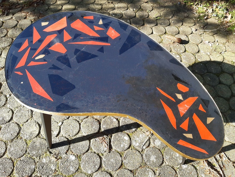 TableDisko Mosaik Nierentisch schwarz rot mit Glitzerhauch Bild 4