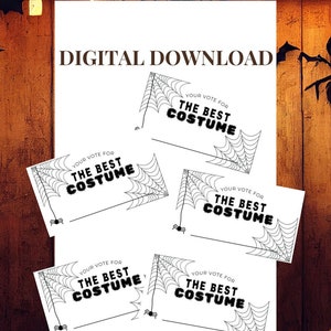 Halloween Party Costume Vote Cards - Best Costume - Spider Theme