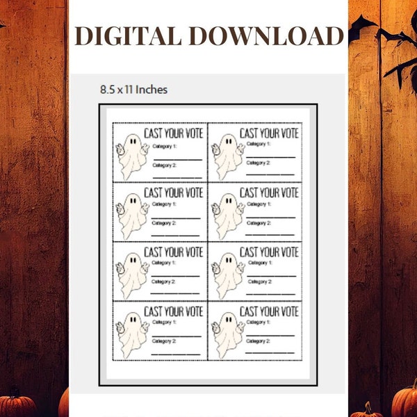 Halloween Party Vote Cards - Ghost Theme PRINT AT HOME - Pick your own categories