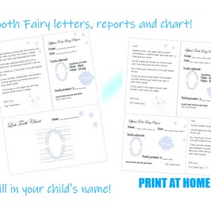 Tooth Fairy Printable Package (Letters, Reports and Chart) Fillable form, print at home!