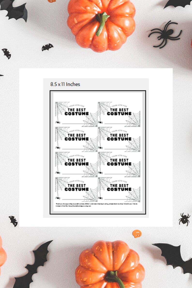 Halloween Party Costume Vote Cards - Best Costume - Spider Theme - Etsy