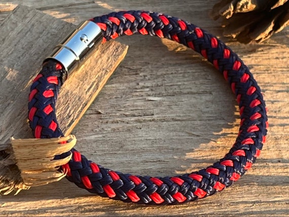 Men's Paracord Bracelet With Striking Blue & Orange Thread, Locking  Magnetic Clasp, Surfer, Nautical Rope, Womens, Unisex, Uk Seller. 