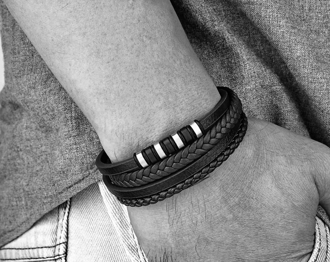 Men's Brown Leather Bracelet Etsy