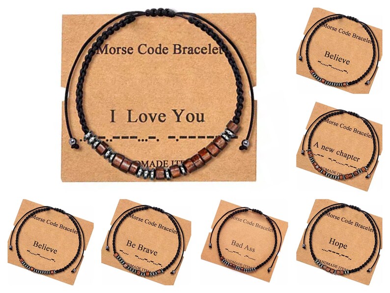 Personalised Morse Code Bracelet, boho, Surfer Bracelet, for Mens and Women’s anniversary gift, uk seller 