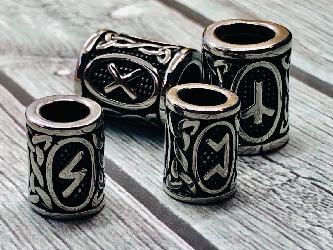 6mm & 8mm VIKING RUNE BEADS stainless steel beads Norse | Etsy