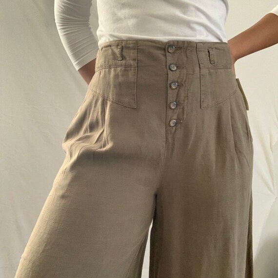 Anthropologie Khaki Green Wide Leg Culottes