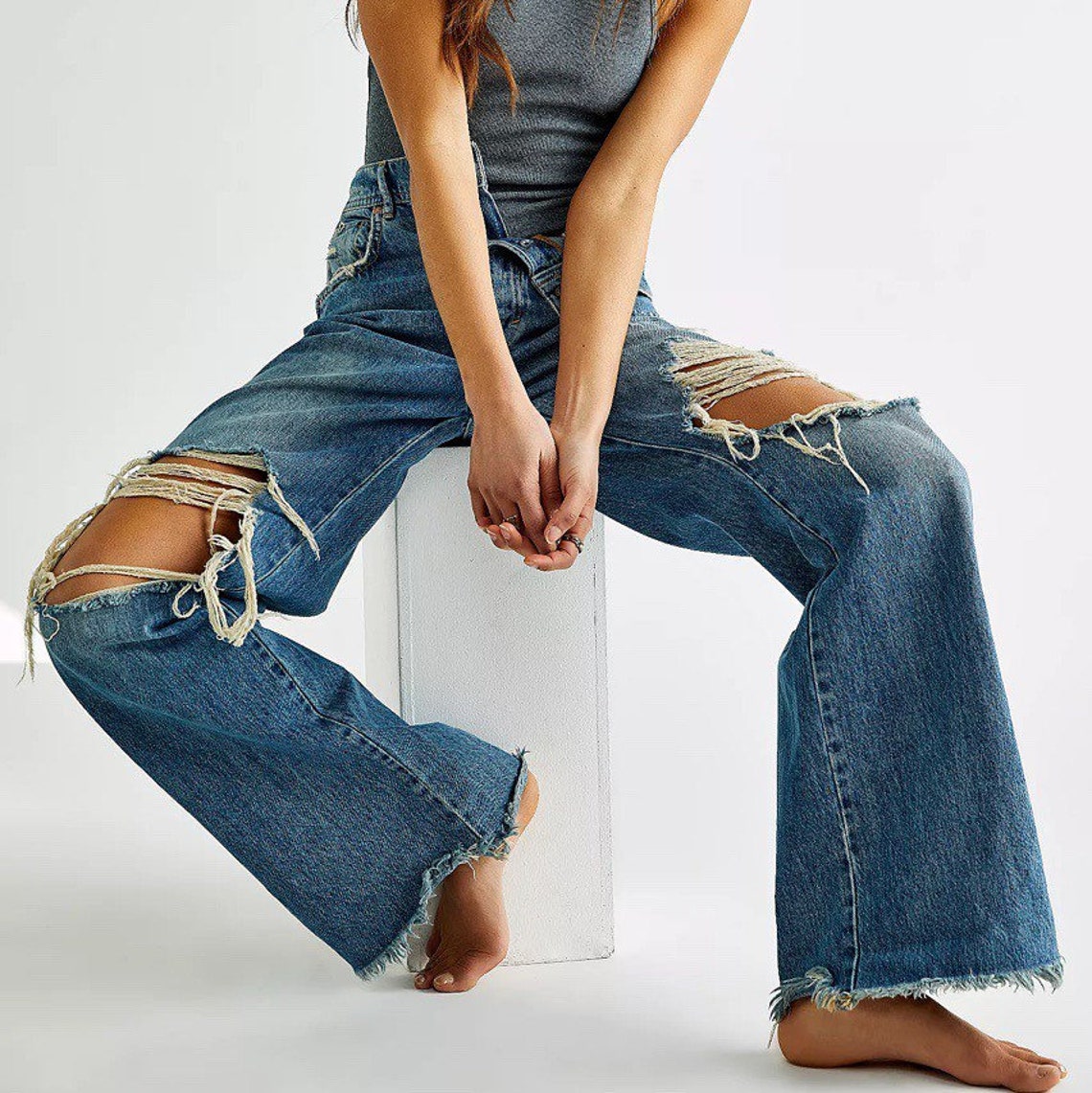 Free People Ollie Extreme Wide Leg Jeans Etsy