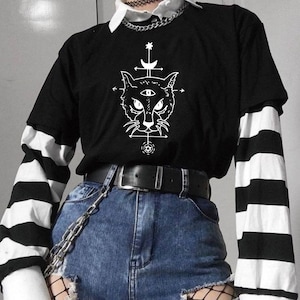 E Girl Clothing, Vsco Girl Shirt, E Girl Shirt, Gothic Shirt, Grunge Shirt, Vsco Shirt, E Girl Aesthetic, Grunge Outfit, Grunge Clothing