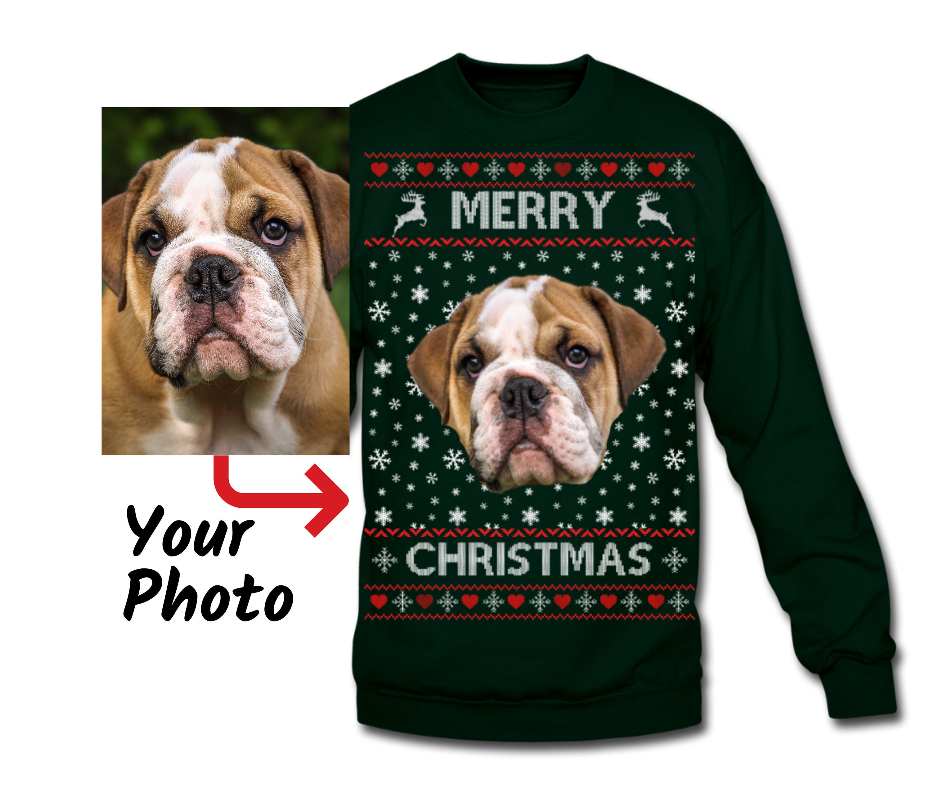Ugly Christmas Sweater Custom Face Sweatshirt Dog Sweater Etsy