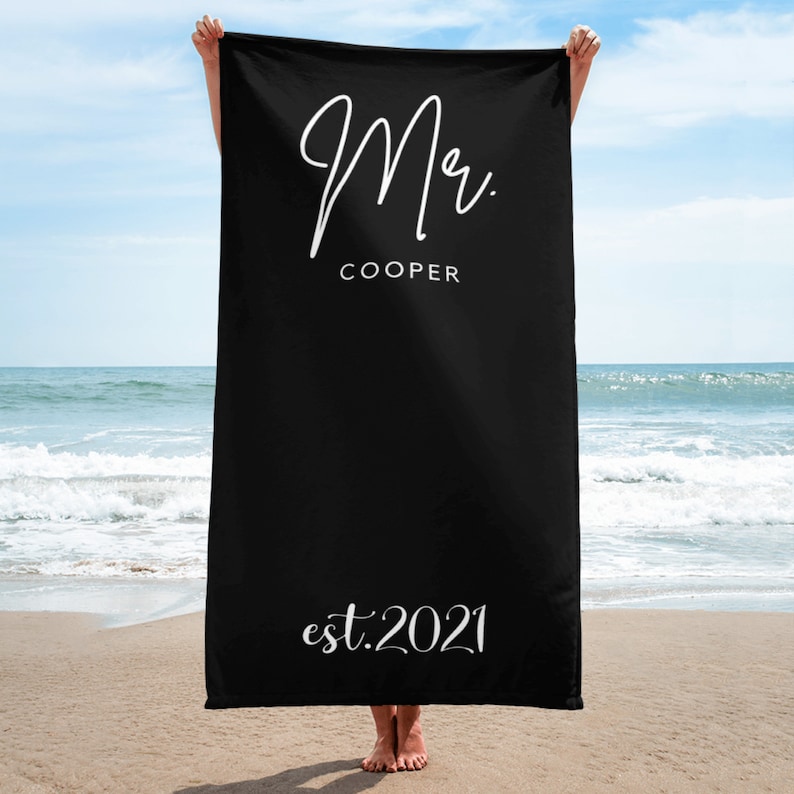 Mr and Mrs Beach Towel Newlywed Beach Towel Honeymoon Beach Etsy