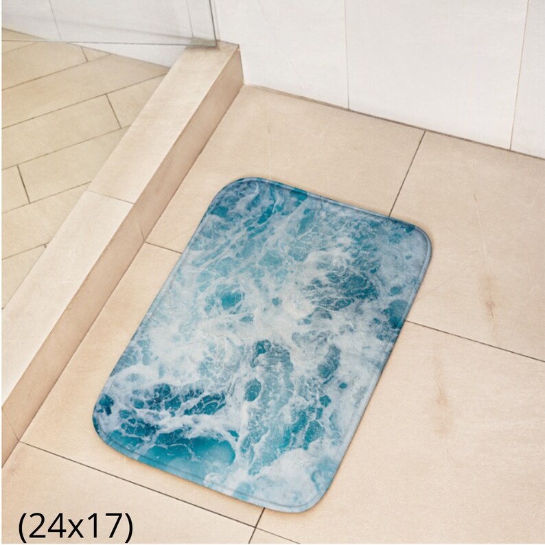 Memory Foam Bathmat Bathtub Mat Small Bath Mat Blue Bath Etsy