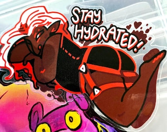 Stay Hydrated Vampire Clear 3" Sticker
