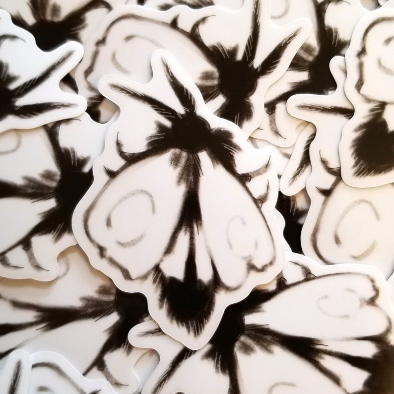 Black and White Moth Sticker 2in image 2