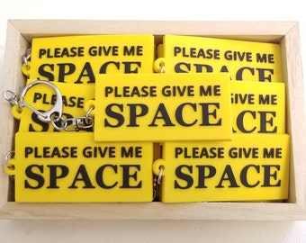 Please Give Me Space Dog Vest PVC Rubber Keychain 2.5in