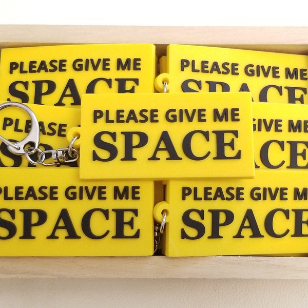 Please Give Me Space Dog Vest PVC Rubber Keychain 2.5in