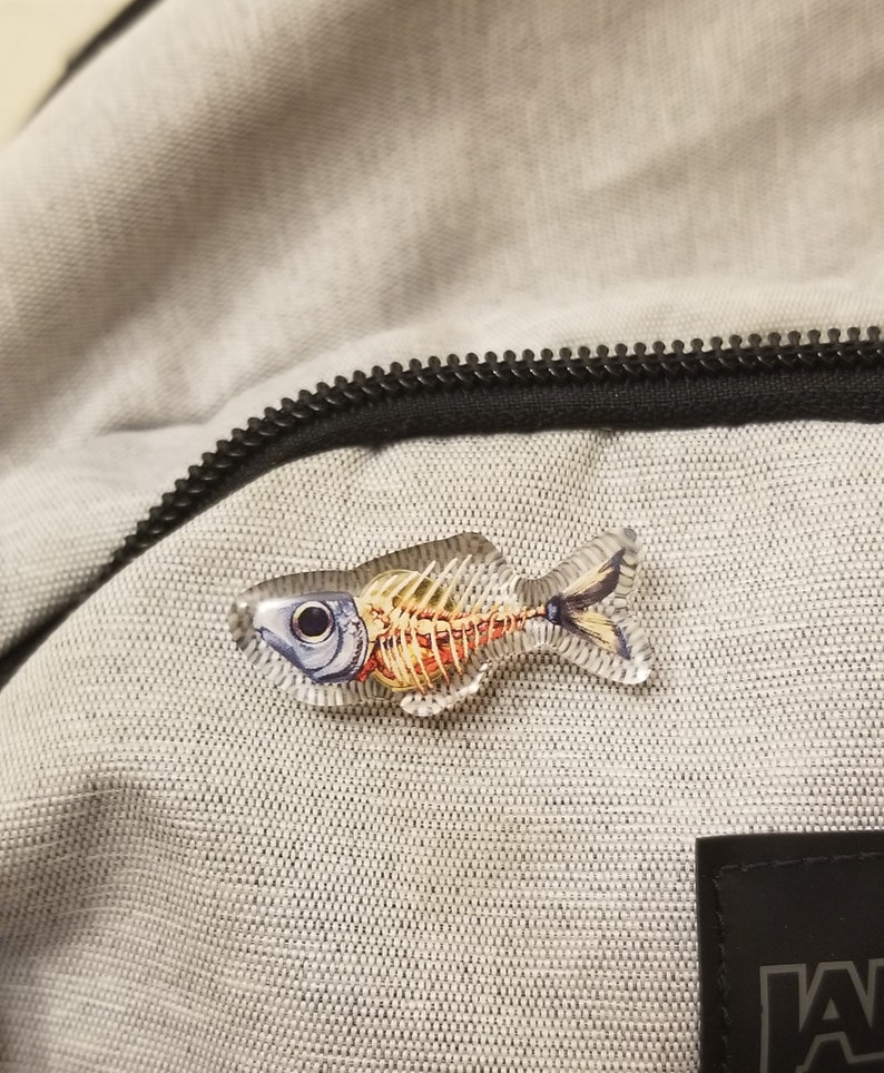 Cleaned Fish Acrylic Pin 1.5in image 1