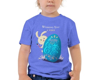 Happy Easter with Adorable Bunny | Kids Easter Shirt | Easter Bunny shirt | Easter Egg shirt | Cute Toddler Short Sleeve Tee
