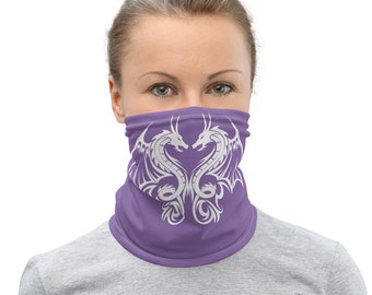 Máscara de cara de la Reina del Dragón (Dragon Queen Face Mask) Cubierta de la cara de la tela del dragón doble White Dragons Neck Gaiter