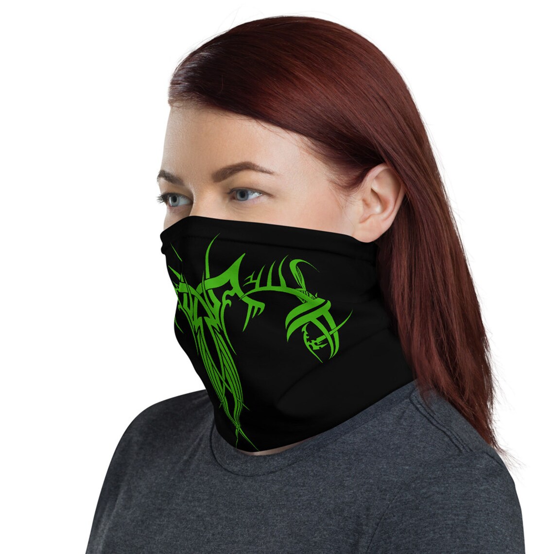 Black Green Ninja Face Mask Green black Cloth Face Mask Etsy