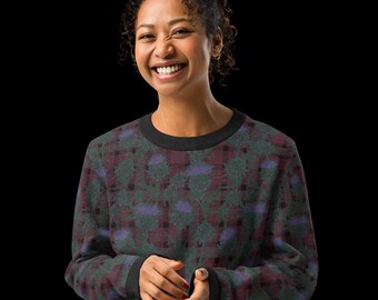 Scottish Thistle on Highlander Tartan gebreide trui met ronde hals | Thistle Flower of Scotland Celtic Tartan gebreide trui met ronde hals